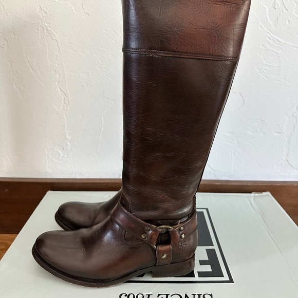 FRYE Melissa Harness Riding Boots - Size 6 - Color: Dark Brown - Picture 2 of 16